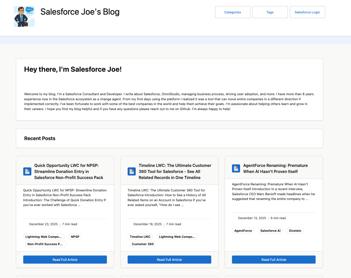 Salesforce Lightning Hugo Theme Preview